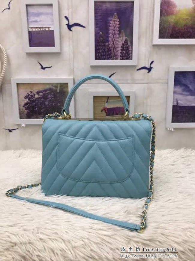 香奈兒CHANEL 92236 V格2018秋冬小羊皮手提肩背斜背鏈條包 DSC1084